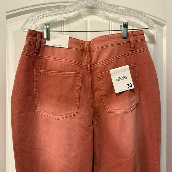Zenana Women's Flare Distressed Jeans in Faded Orange SZ 30 - Picture 4 of 4